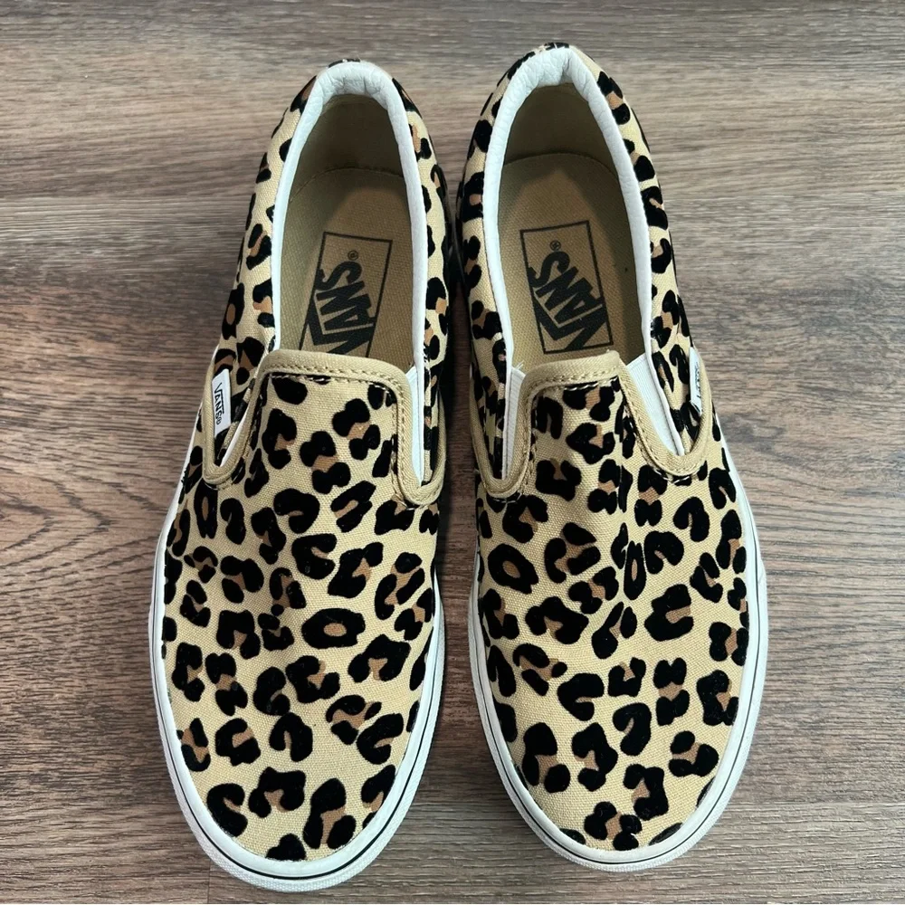Vans Slip-On Leopard Sneakers Women’s 6.5 Canvas Skate Shoes Animal Print Casual - Picture 4 of 10